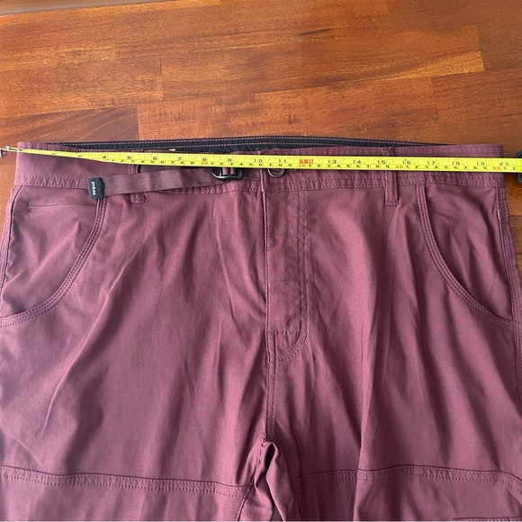 Prana Stretch Zion II Maroon Cacao Slim Fit Convertible Pants - Picture 10 of 14